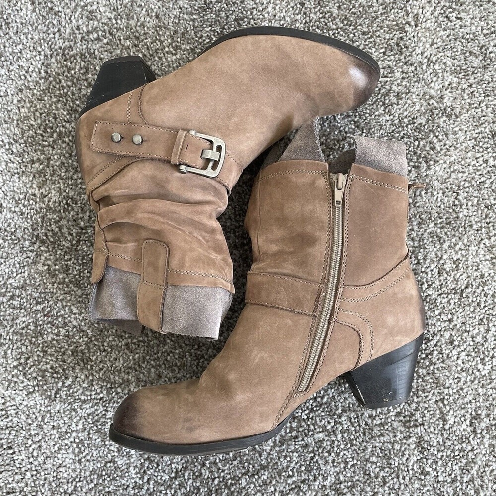 ARA Luftpolster boots womens 8.5 brown suede leather burnished slouch Booties - Picture 6 of 10